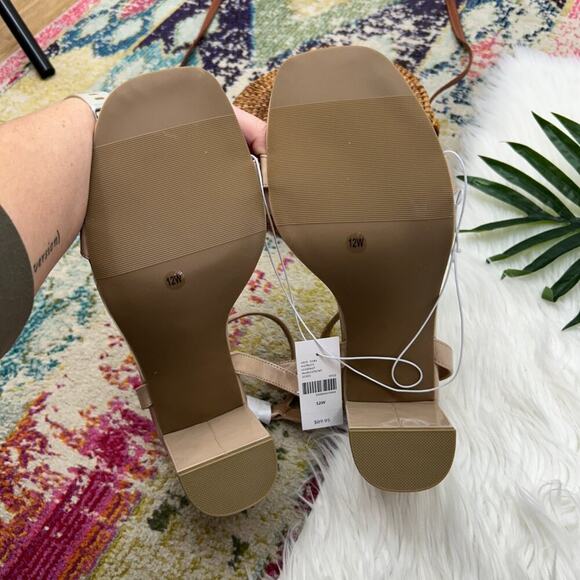 NEW $90 Lane Bryant Neutral Nude Beige Tan Ankle Strap Square Toe Heel 12W WIDE - Picture 4 of 5